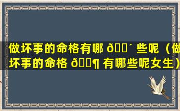 做坏事的命格有哪 🐴 些呢（做坏事的命格 🐶 有哪些呢女生）